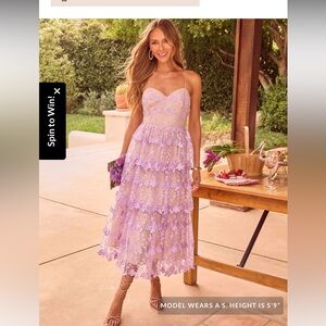 Vici Purple Tiered Ruffled Midi Dress